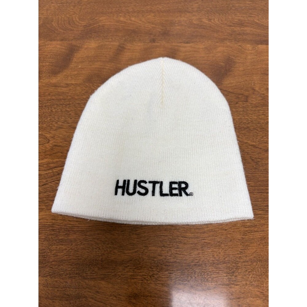 Hustler Hollywood Y2K white beanie